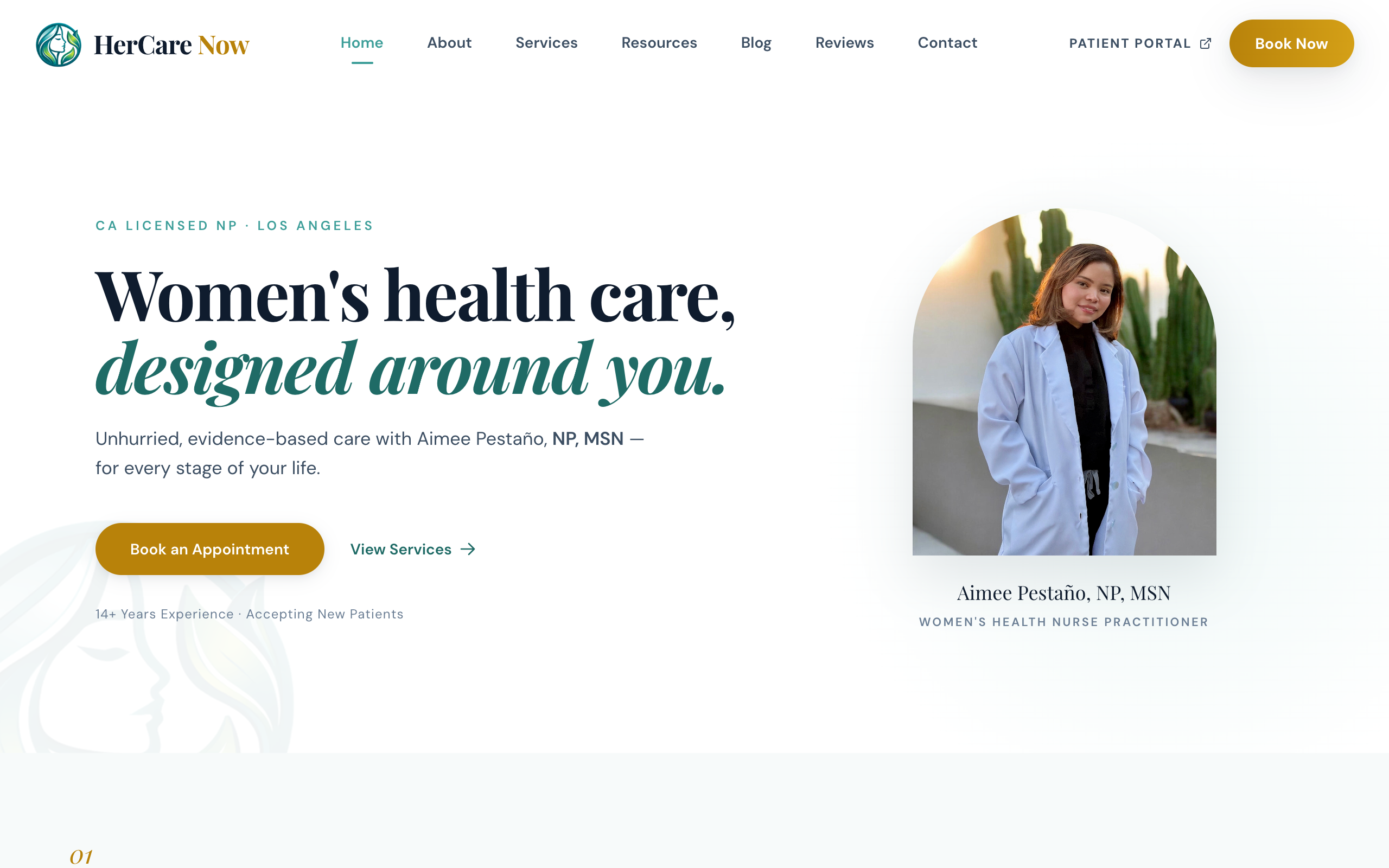 HerCare Now — women's health practice website preview