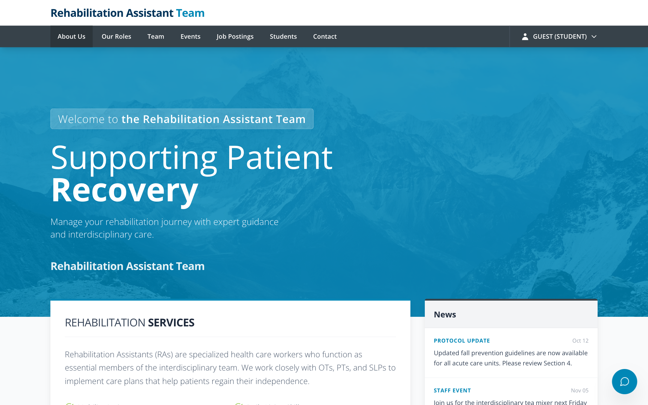 Example: Rehabilitation Assistant Team project
