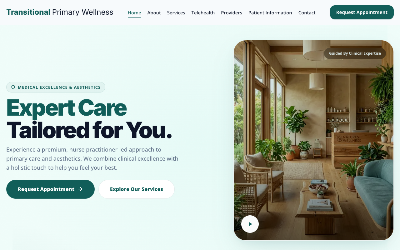Transitional Primary Wellness website